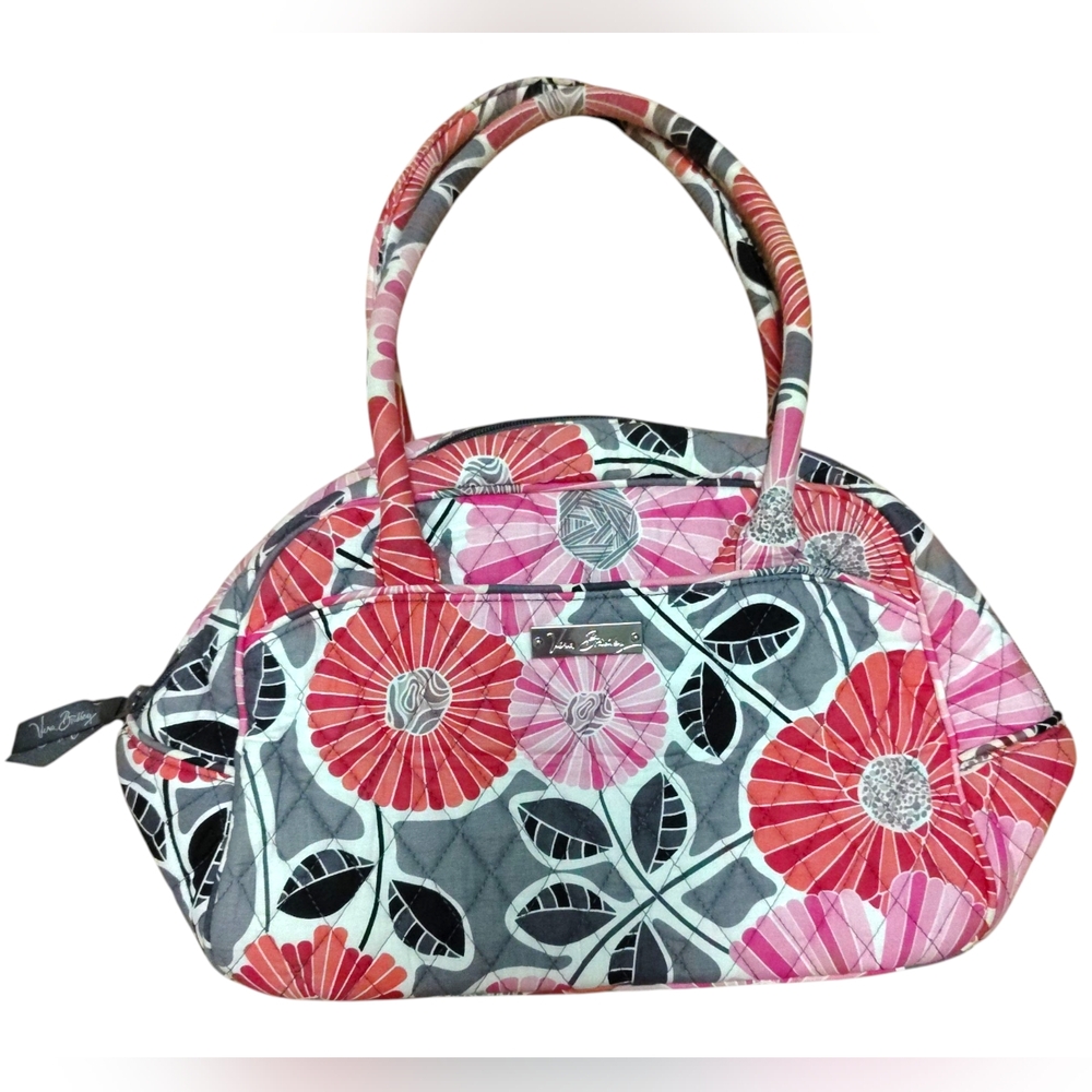 Retired Vera Bradley Cherry Blossoms Quilted Double Handled Domed Satchel Bag